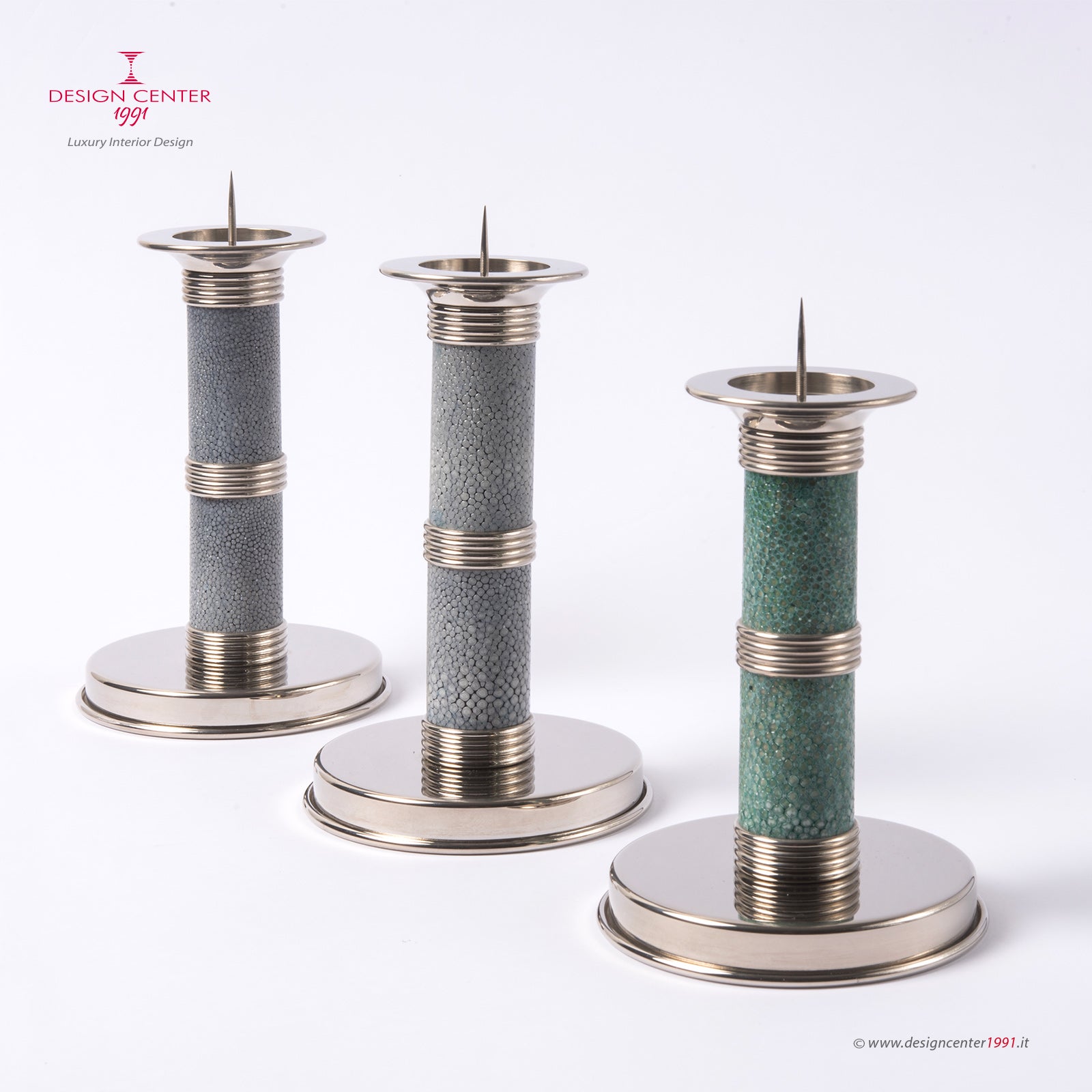 Candeliere in shagreen verde smeraldo - Collezione Galucharme di Nino Basso