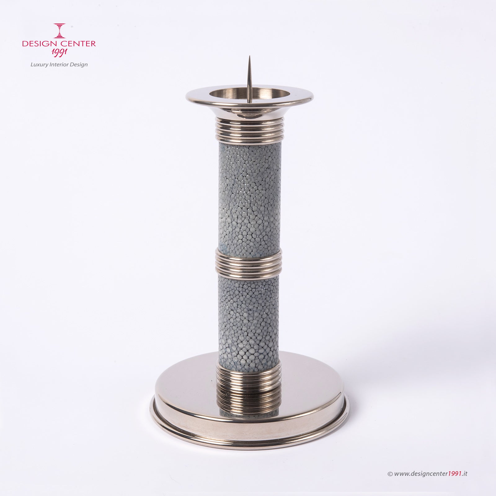 Candeliere moderno in shagreen blu cielo - Collezione Galucharme di Nino Basso