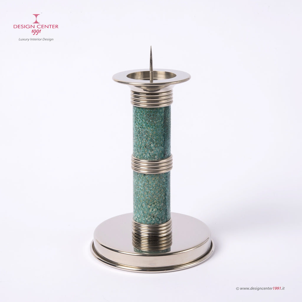 Candeliere in shagreen verde smeraldo - Collezione Galucharme di Nino Basso