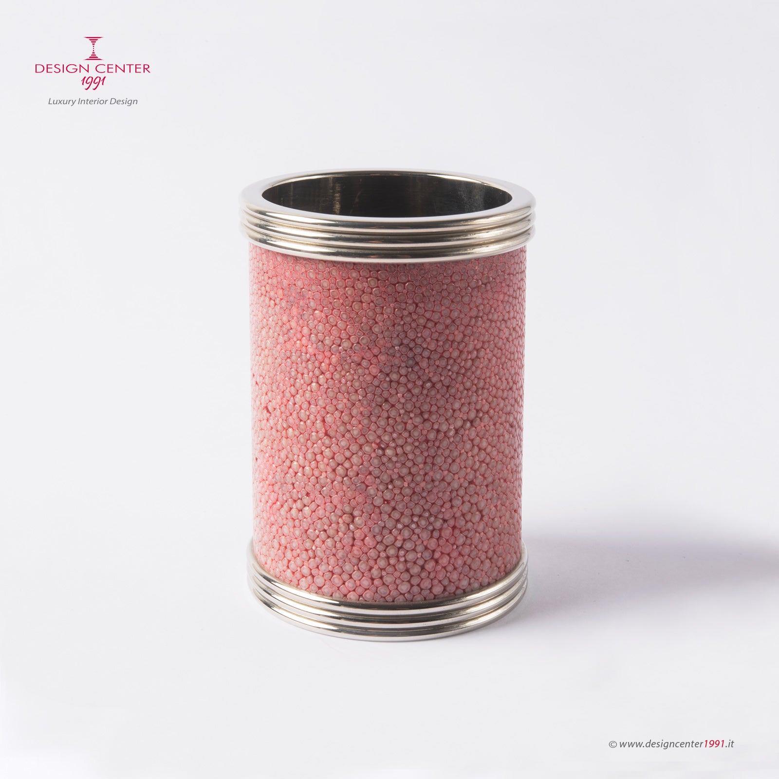 Portapenne in  pelle shagreen rosa-corallo - Collezione Galucharme