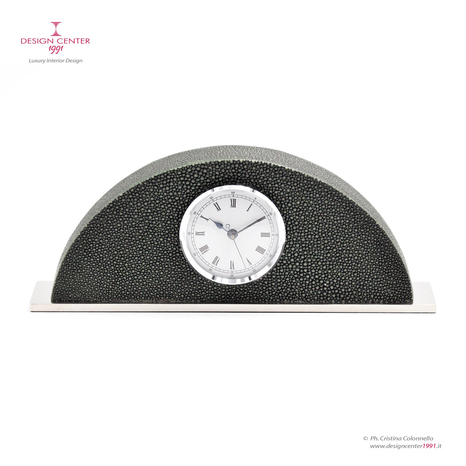 DECO - Orologio scultura  in pelle  shagreen verde bosco - Collezione Galucharme