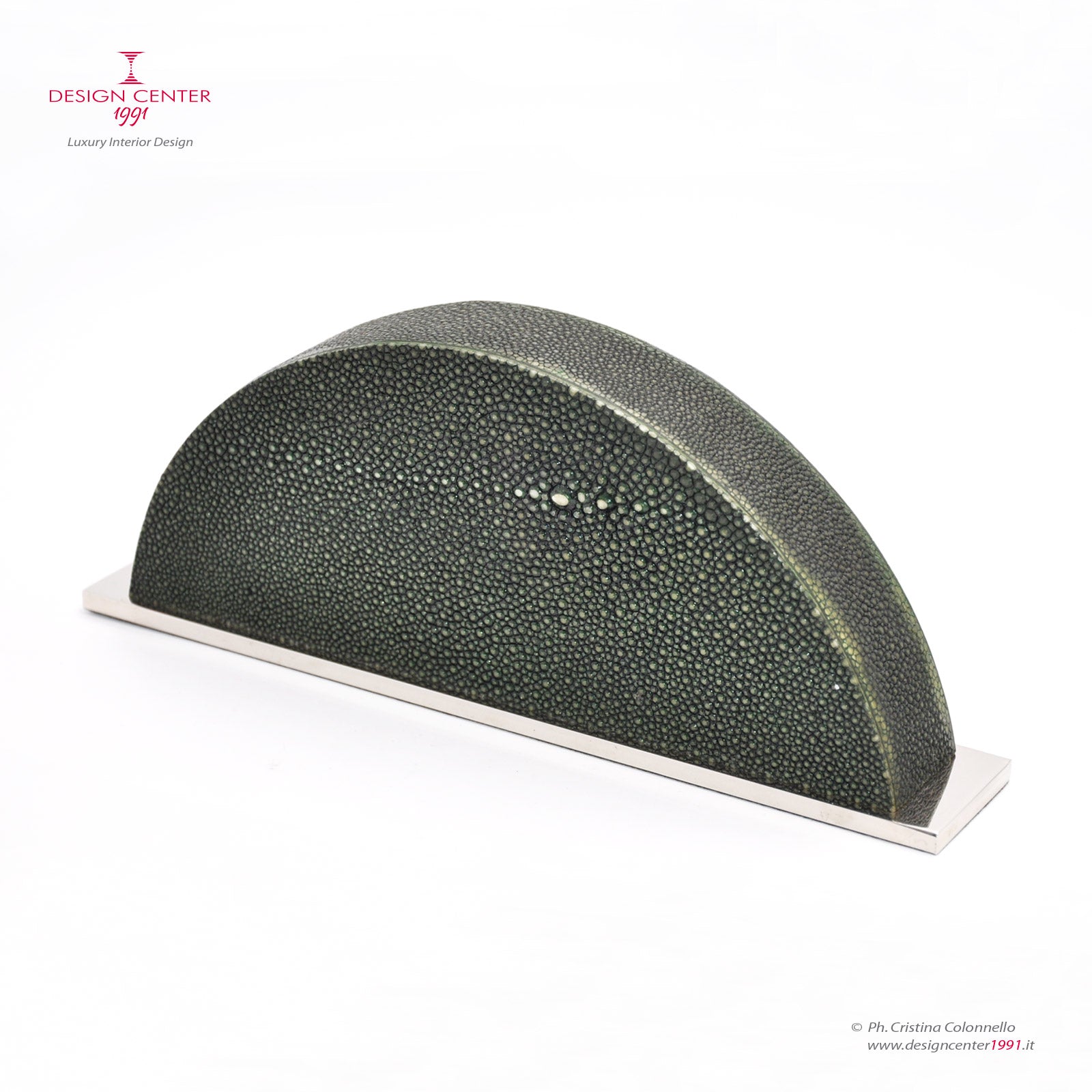 DECO - Orologio scultura  in pelle  shagreen verde bosco - Collezione Galucharme