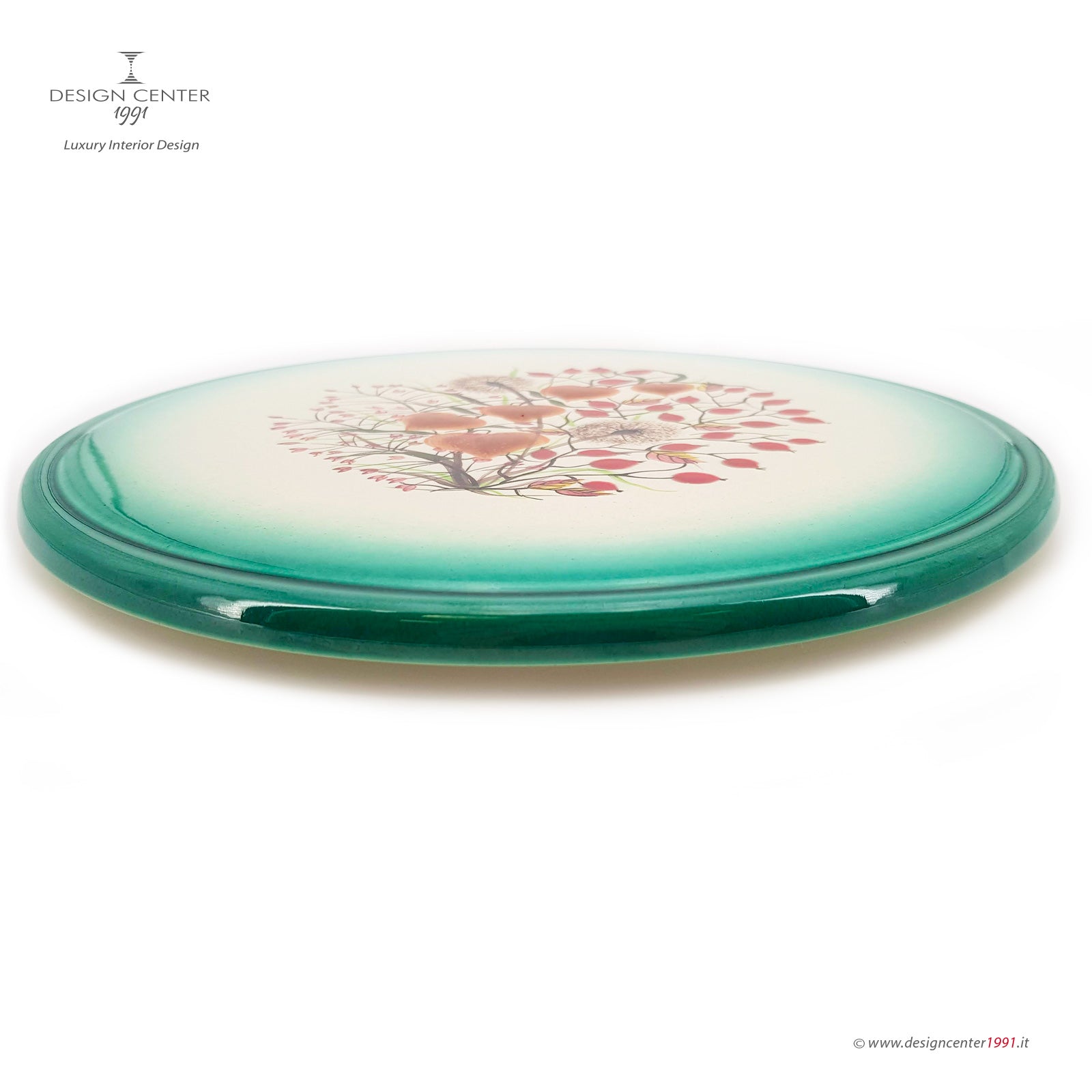 Hand painted ceramic dessert set and knife