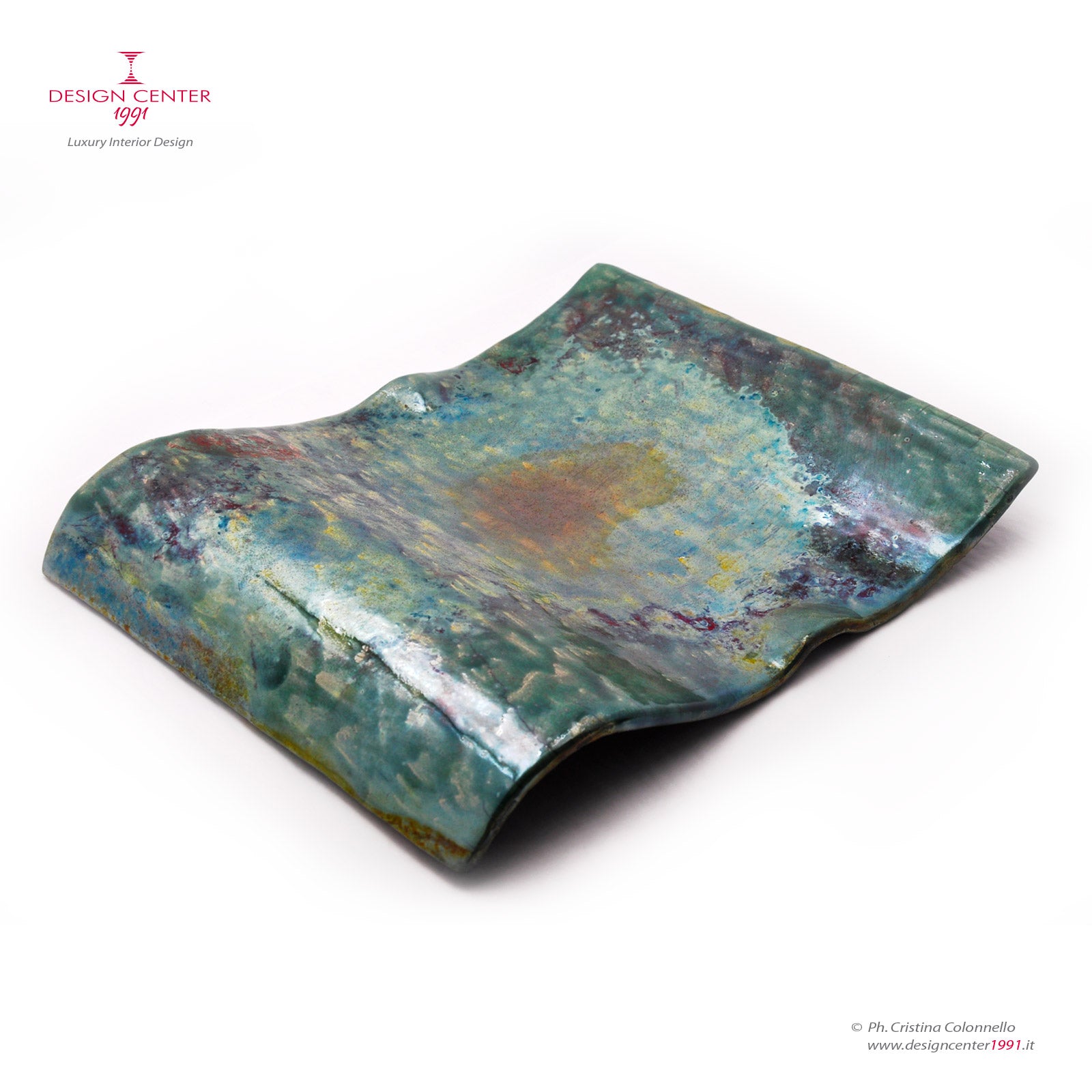 ONDA - Piatto decorativo in ceramica Raku - Pezzo unico di Nino Basso