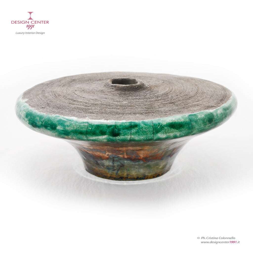 INTORNO AL CERCHIO - vaso scultoreo in ceramica Raku - Pezzo unico di  Nino Basso