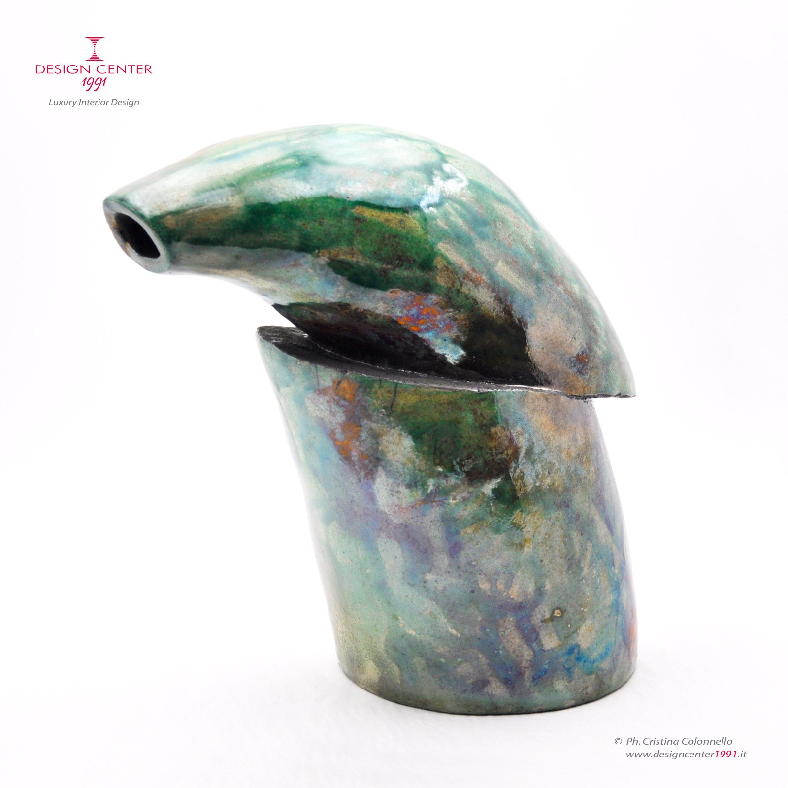 KEIRA - Scultura da tavolo in ceramica Raku - Pezzo unico di Nino Basso
