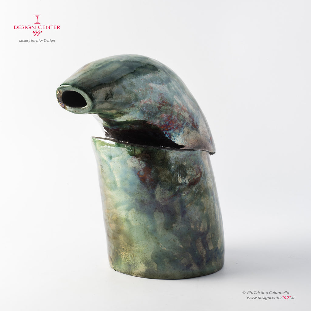 KEIRA - Scultura da tavolo in ceramica Raku - Pezzo unico di Nino Basso