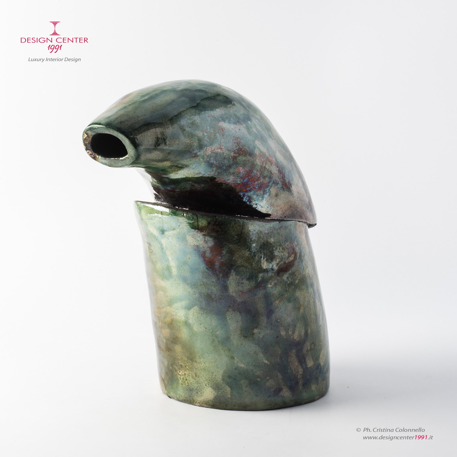 KEIRA - Scultura da tavolo in ceramica Raku - Pezzo unico di Nino Basso