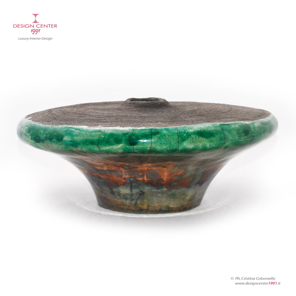INTORNO AL CERCHIO - vaso scultoreo in ceramica Raku - Pezzo unico di  Nino Basso