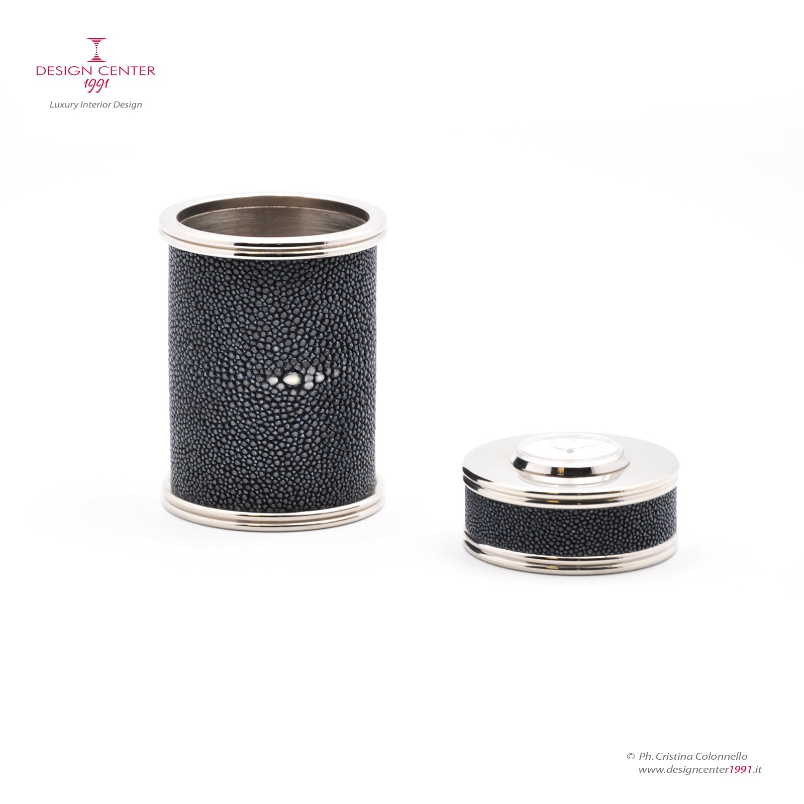 Midnight Blue Shagreen Leather Desk Set