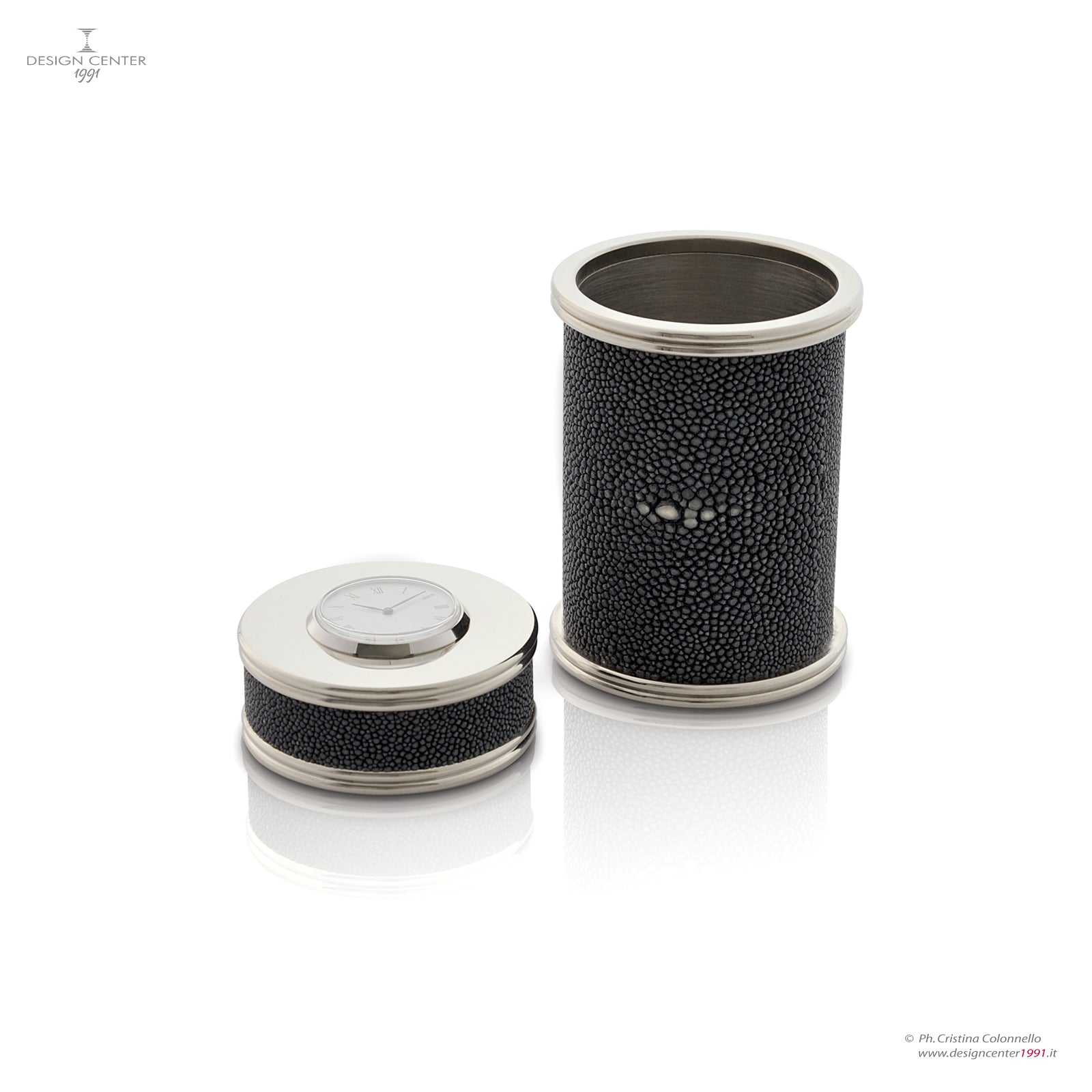 Midnight Blue Shagreen Leather Desk Set