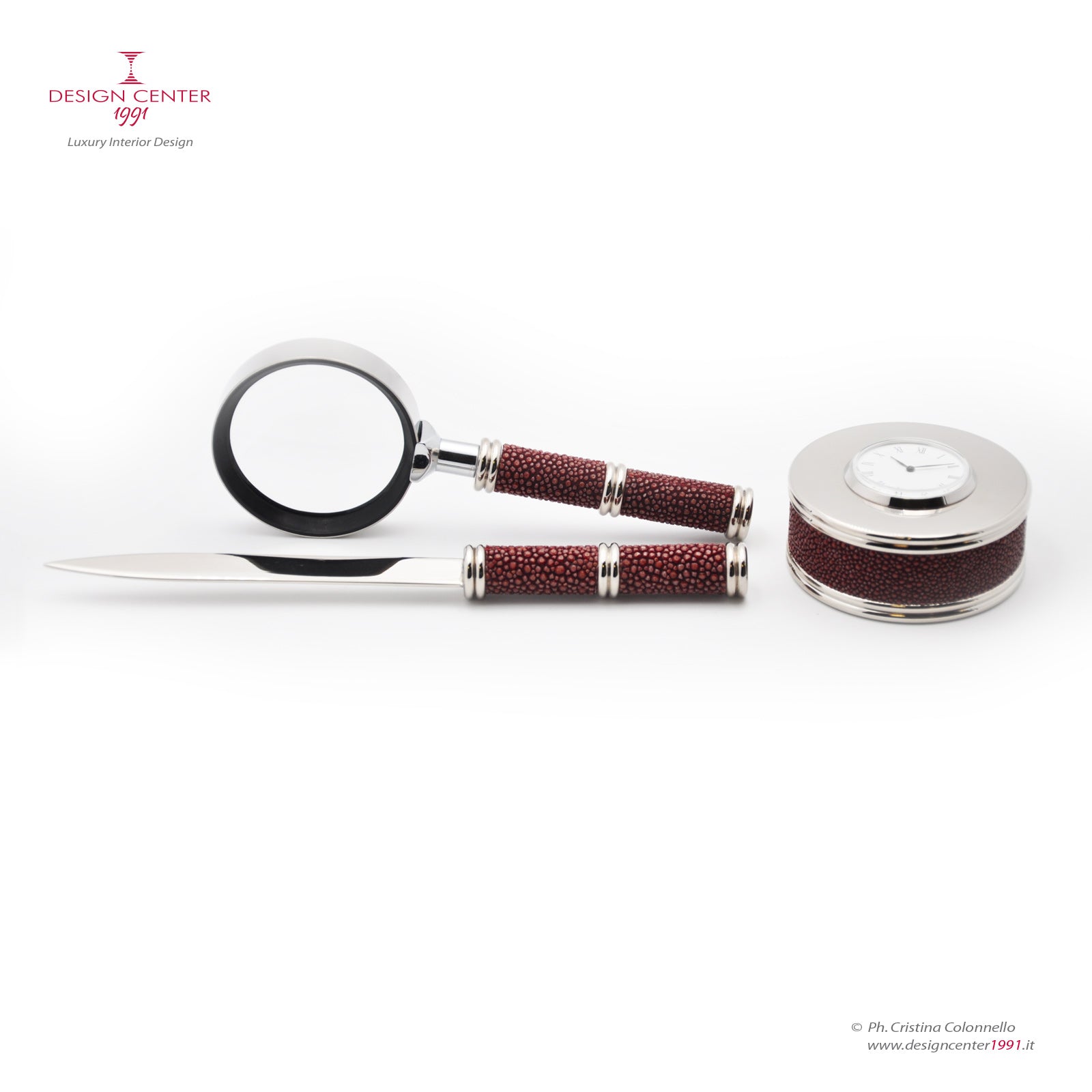 Bordeaux Shagreen Leather Desk Set